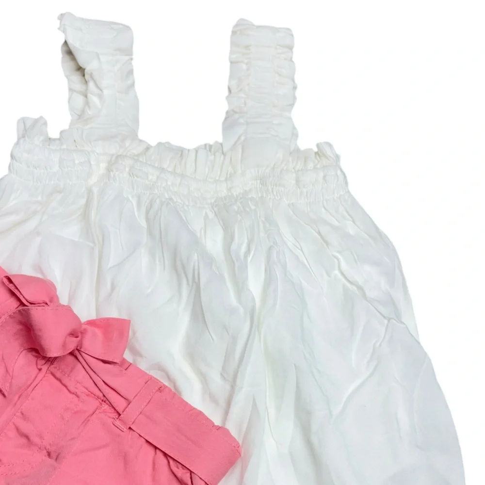Girls White Top and Pink Shorts Set